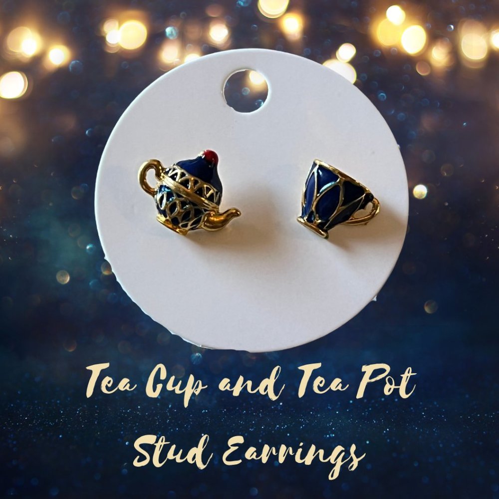 4/$20 Tea Cup and Tea Pot Stud Earrings NWT
